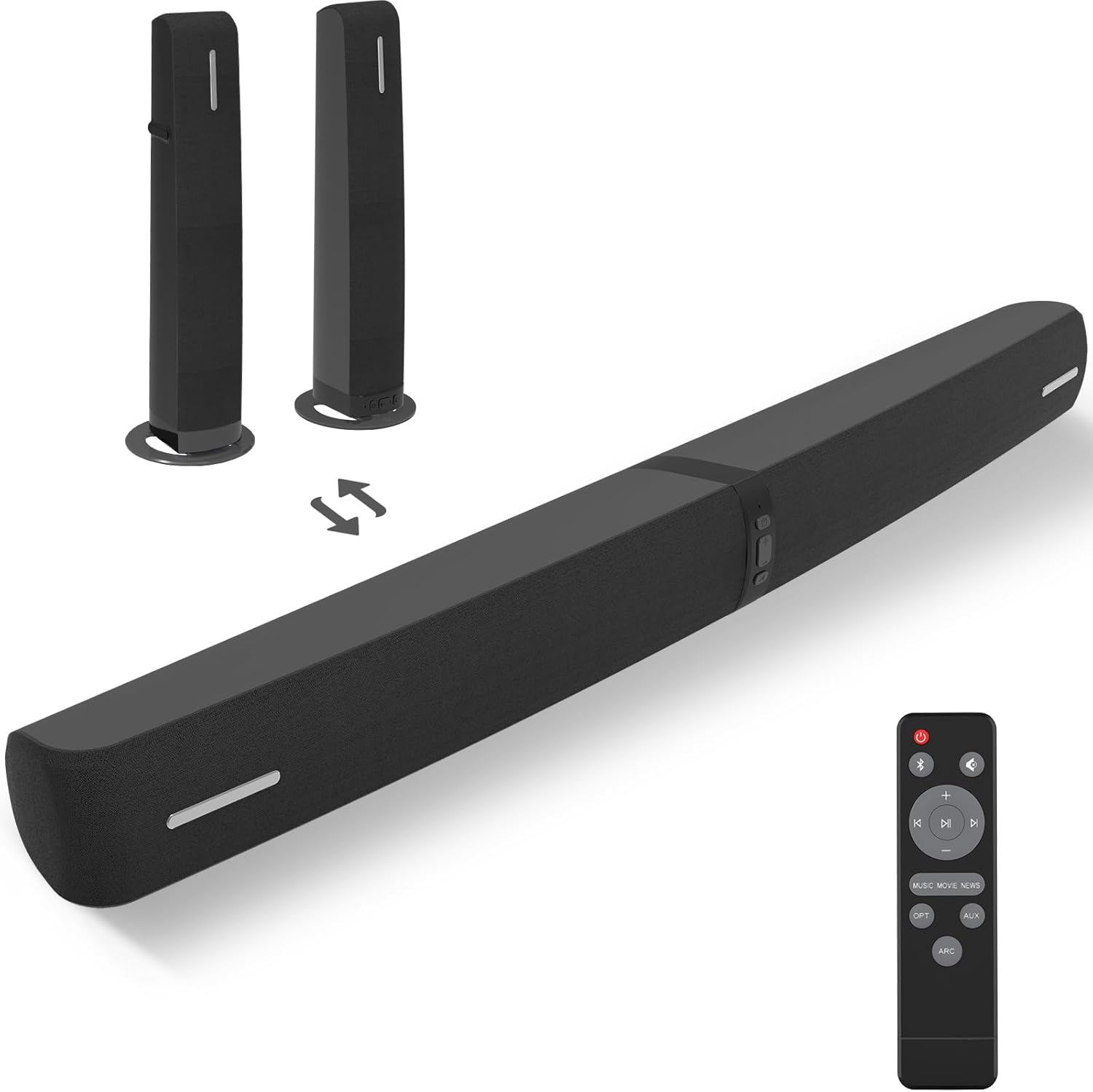Sound Bar for Smart TV,90W Soundbar with Bluetooth/ARC/Optical/AUX Connect, Auto Volume Boost