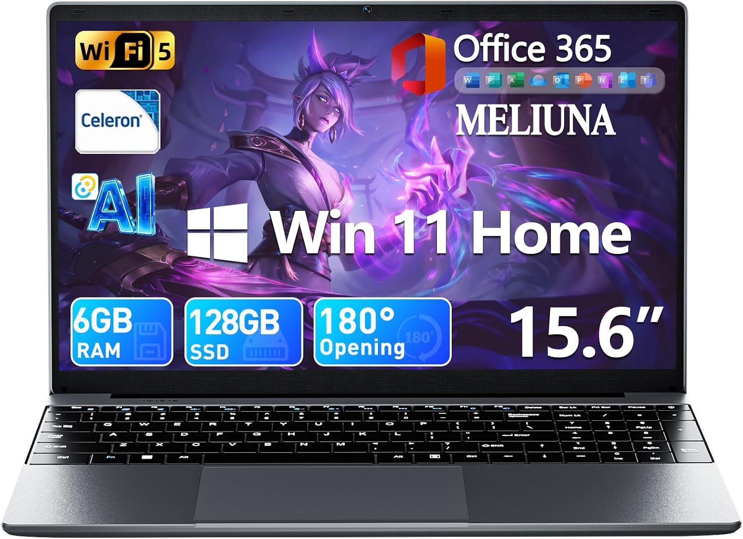 15.6'' AI Laptop with Office 365, 6GB RAM 128GB SSD