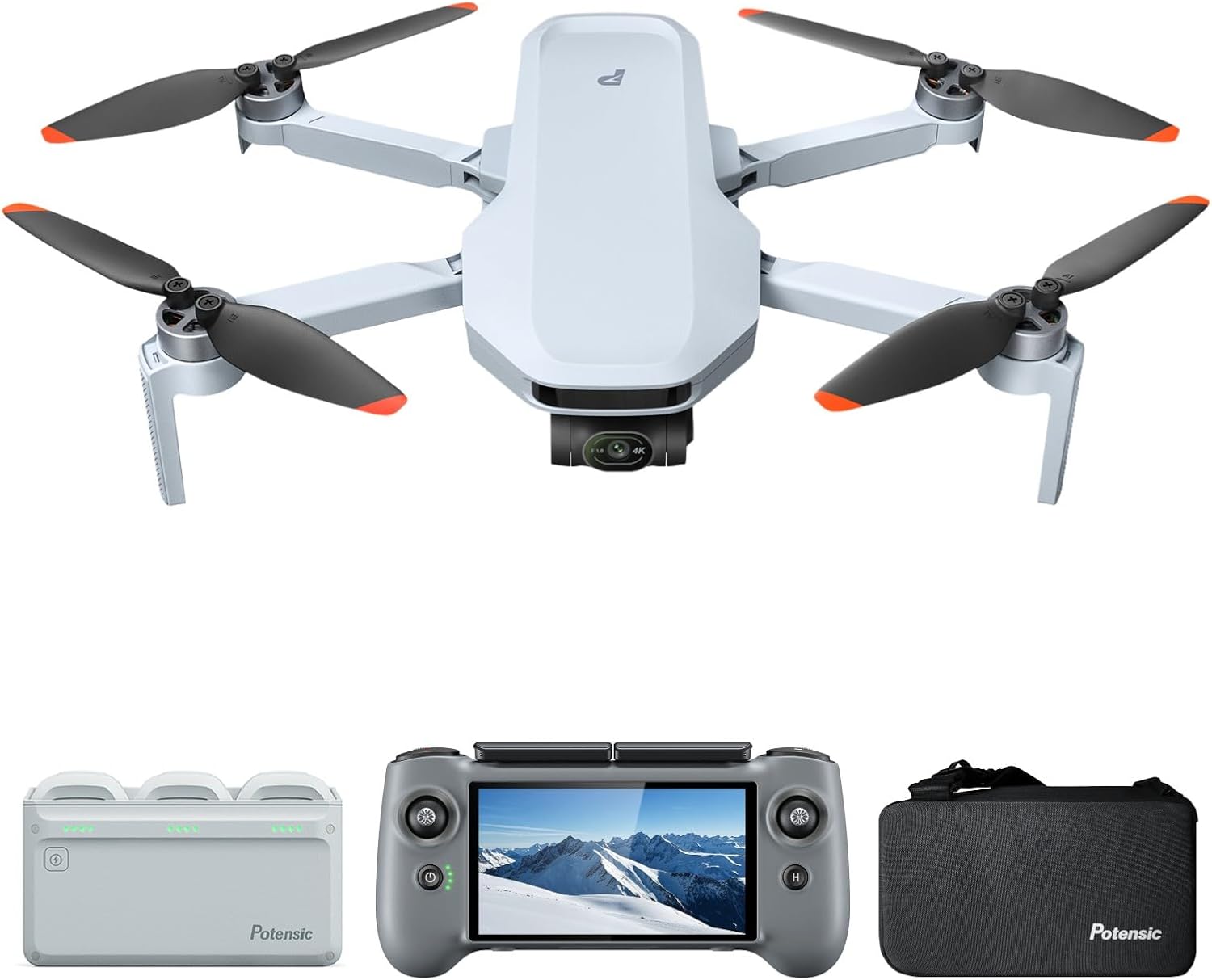 Potensic Atom 2 Fly More Combo with RC PTD 1, Drones with Camera for Adults 4K Video, 8K Photo, 10KM Transmission