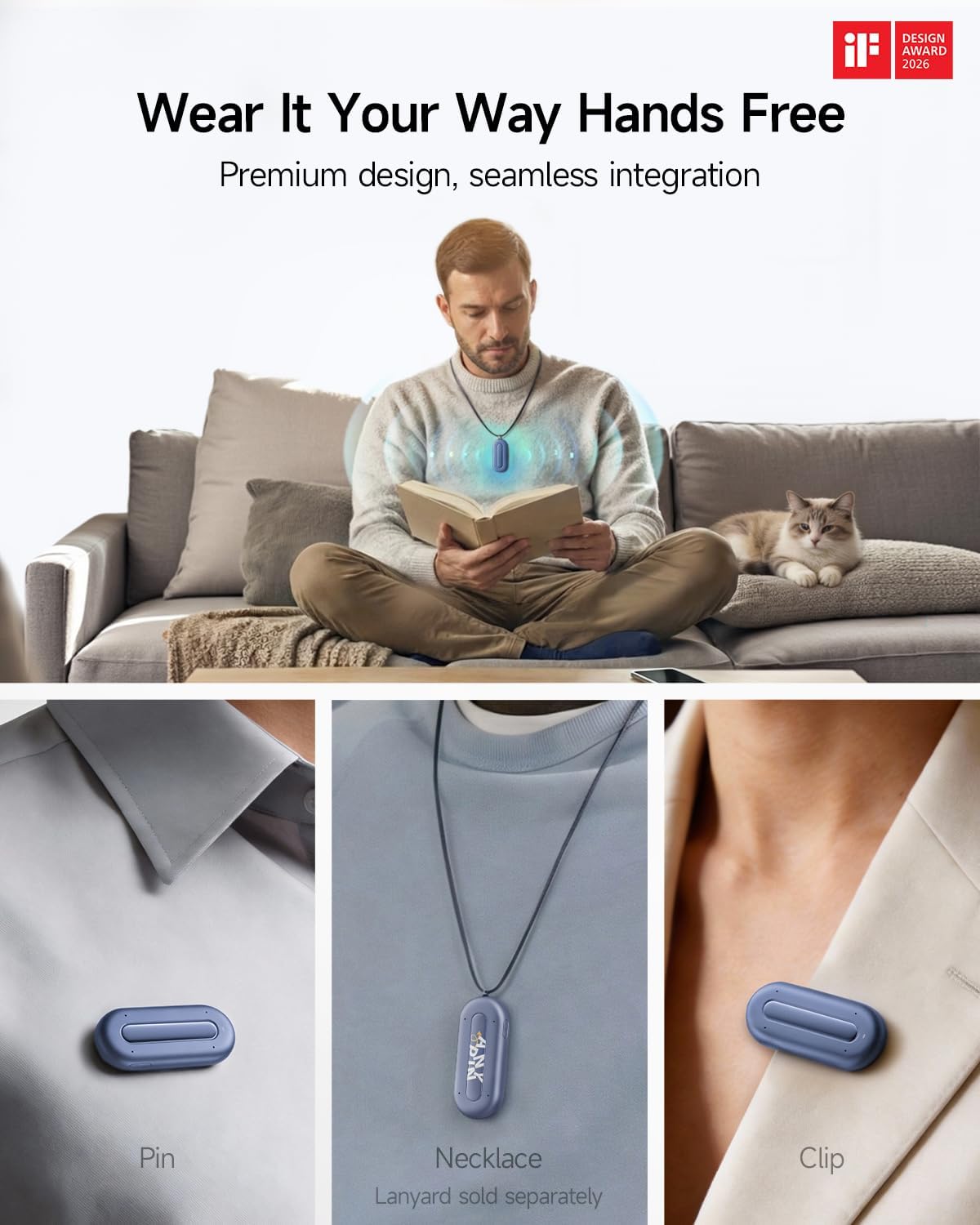 ANYPIN Note Pod P1 Wearable AI Voice Recorder, Auto Transcribe & Summarize
